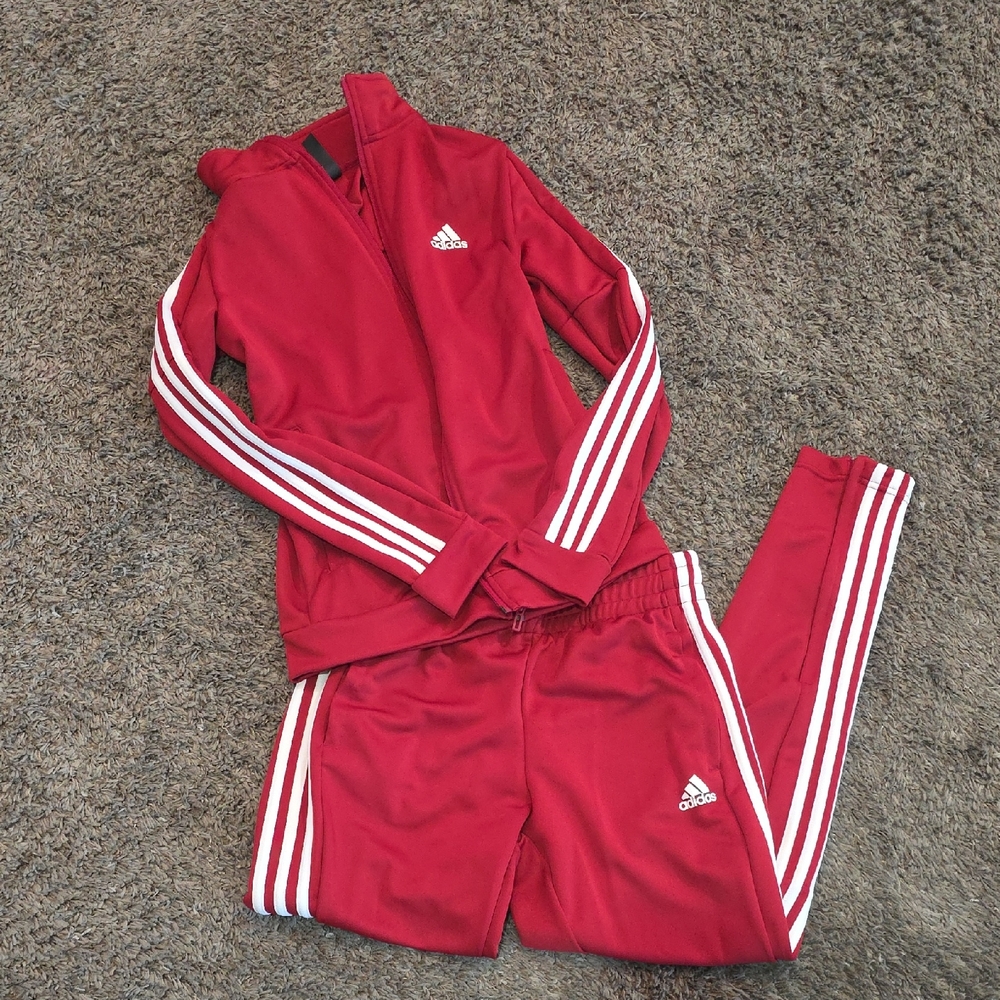 adidas Red Track Pants and Jacket Set